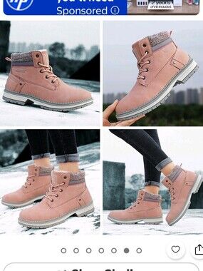 Women’s Pink Lace-Up Ankle Boots with Knit Cuff